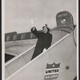 Parks on a United Air Lines jetway in Seattle. 1956.